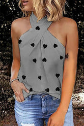 Fashion Street Print Split Joint Neckholder-Tops (7 Farben)